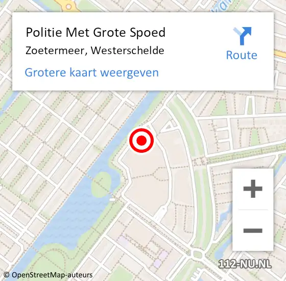 Locatie op kaart van de 112 melding: Politie Met Grote Spoed Naar Zoetermeer, Westerschelde op 1 mei 2024 17:53