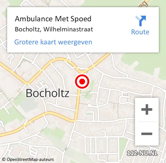 Locatie op kaart van de 112 melding: Ambulance Met Spoed Naar Bocholtz, Wilhelminastraat op 4 oktober 2014 11:39