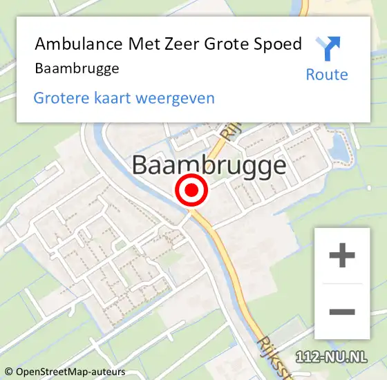 Locatie op kaart van de 112 melding: Ambulance Met Zeer Grote Spoed Naar Baambrugge op 1 mei 2024 18:34