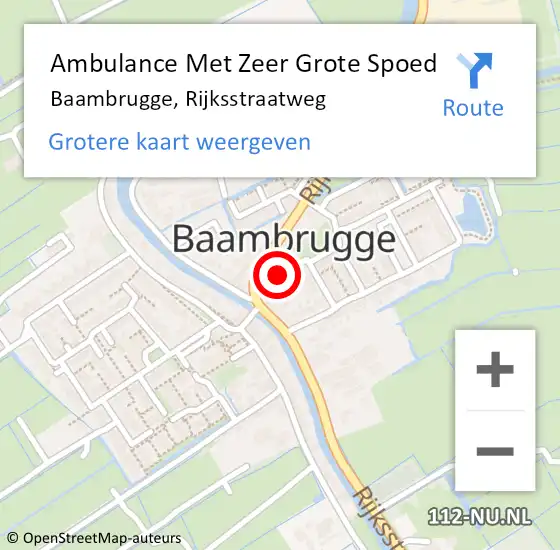 Locatie op kaart van de 112 melding: Ambulance Met Zeer Grote Spoed Naar Baambrugge, Rijksstraatweg op 1 mei 2024 18:38