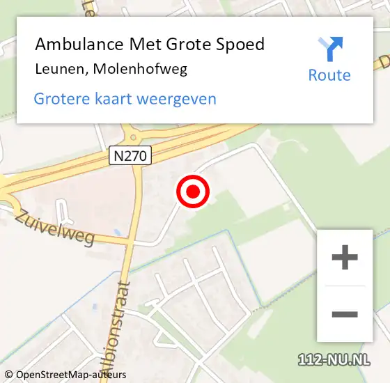 Locatie op kaart van de 112 melding: Ambulance Met Grote Spoed Naar Leunen, Molenhofweg op 1 mei 2024 18:39