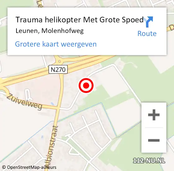 Locatie op kaart van de 112 melding: Trauma helikopter Met Grote Spoed Naar Leunen, Molenhofweg op 1 mei 2024 18:39