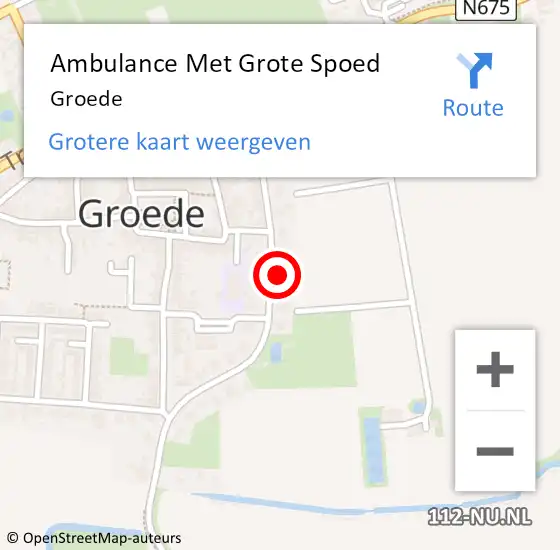 Locatie op kaart van de 112 melding: Ambulance Met Grote Spoed Naar Groede op 1 mei 2024 18:41