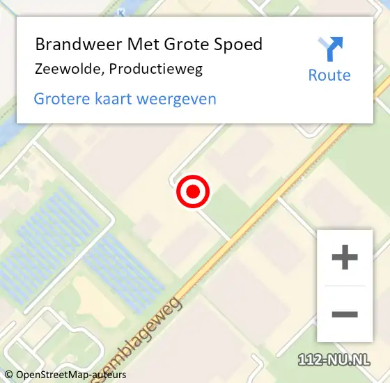 Locatie op kaart van de 112 melding: Brandweer Met Grote Spoed Naar Zeewolde, Productieweg op 1 mei 2024 18:47