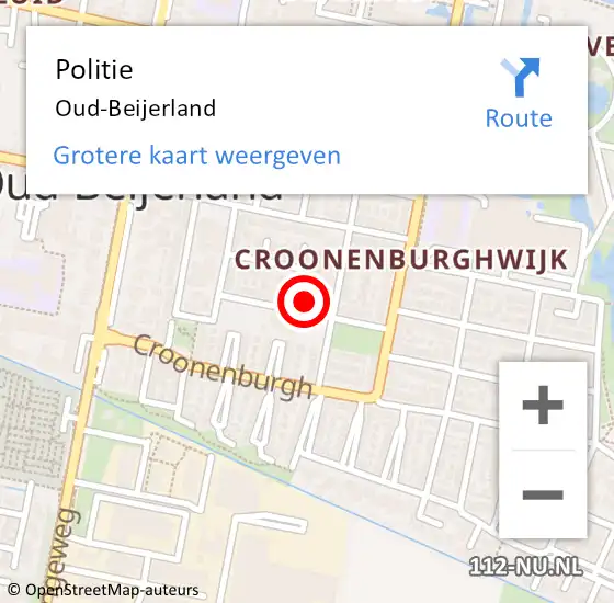 Locatie op kaart van de 112 melding: Politie Oud-Beijerland op 1 mei 2024 18:48