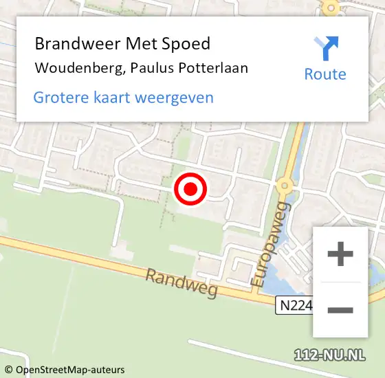 Locatie op kaart van de 112 melding: Brandweer Met Spoed Naar Woudenberg, Paulus Potterlaan op 1 mei 2024 18:48