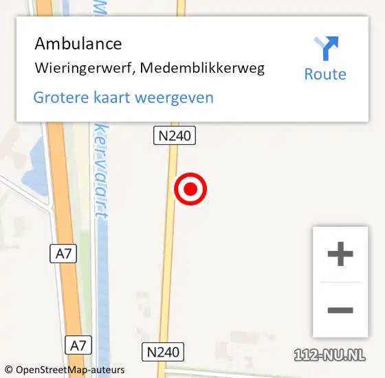 Locatie op kaart van de 112 melding: Ambulance Wieringerwerf, Medemblikkerweg op 1 mei 2024 18:54
