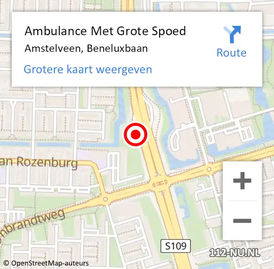 Locatie op kaart van de 112 melding: Ambulance Met Grote Spoed Naar Amstelveen, Beneluxbaan op 1 mei 2024 18:57