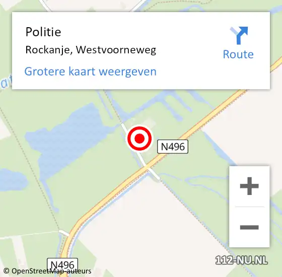 Locatie op kaart van de 112 melding: Politie Rockanje, Westvoorneweg op 1 mei 2024 19:00