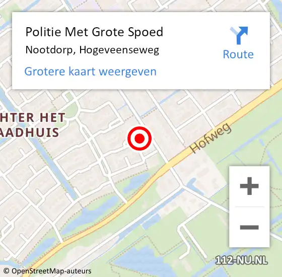 Locatie op kaart van de 112 melding: Politie Met Grote Spoed Naar Nootdorp, Hogeveenseweg op 1 mei 2024 19:12