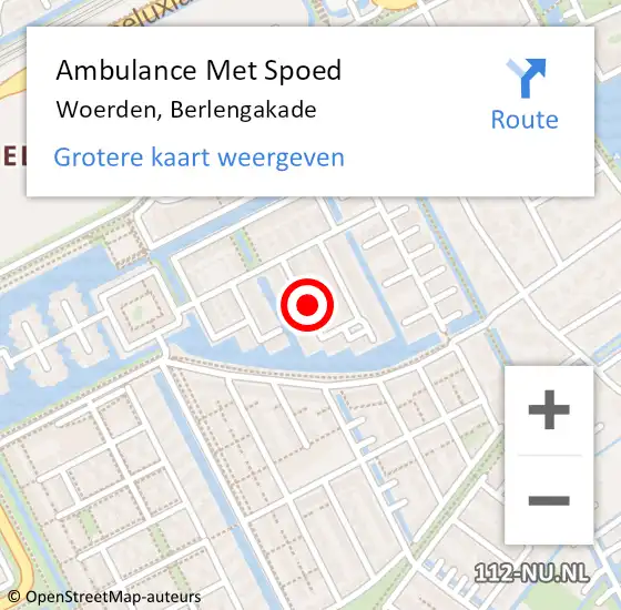 Locatie op kaart van de 112 melding: Ambulance Met Spoed Naar Woerden, Berlengakade op 4 oktober 2014 11:42