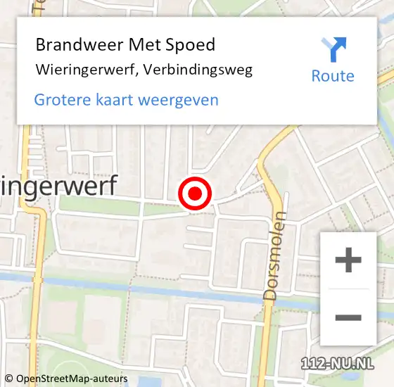 Locatie op kaart van de 112 melding: Brandweer Met Spoed Naar Wieringerwerf, Verbindingsweg op 1 mei 2024 19:22