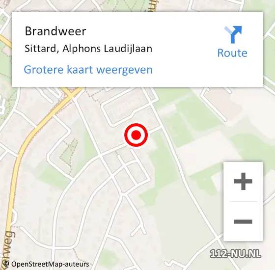 Locatie op kaart van de 112 melding: Brandweer Sittard, Alphons Laudijlaan op 4 oktober 2014 11:42