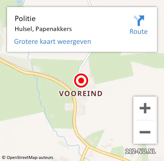 Locatie op kaart van de 112 melding: Politie Hulsel, Papenakkers op 1 mei 2024 19:37
