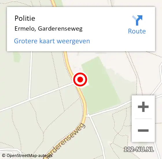 Locatie op kaart van de 112 melding: Politie Ermelo, Garderenseweg op 1 mei 2024 19:55