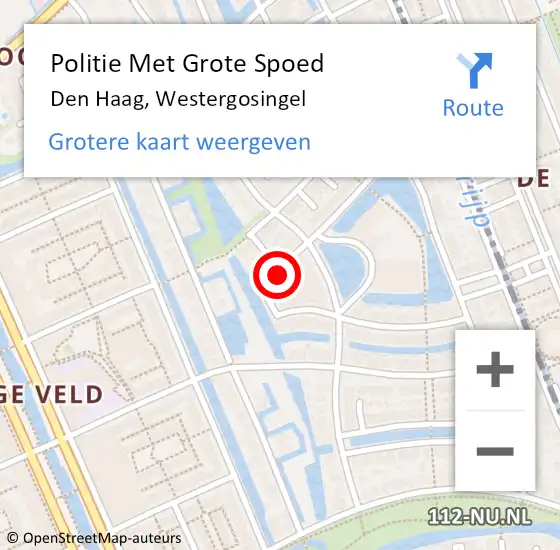 Locatie op kaart van de 112 melding: Politie Met Grote Spoed Naar Den Haag, Westergosingel op 1 mei 2024 19:56