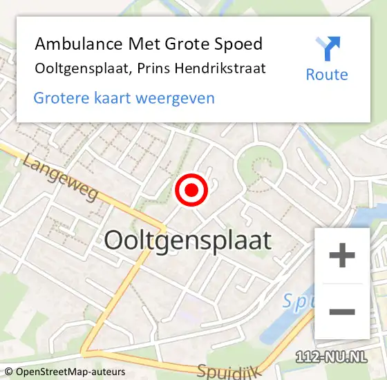 Locatie op kaart van de 112 melding: Ambulance Met Grote Spoed Naar Ooltgensplaat, Prins Hendrikstraat op 1 mei 2024 19:57