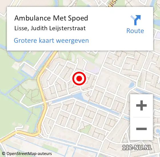 Locatie op kaart van de 112 melding: Ambulance Met Spoed Naar Lisse, Judith Leijsterstraat op 1 mei 2024 20:00