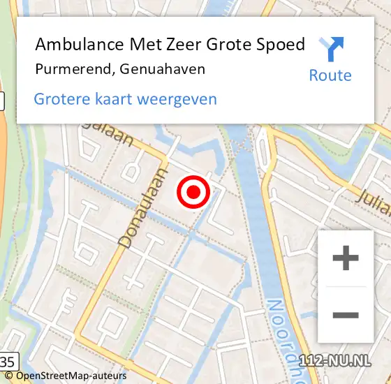 Locatie op kaart van de 112 melding: Ambulance Met Zeer Grote Spoed Naar Purmerend, Genuahaven op 1 mei 2024 20:01