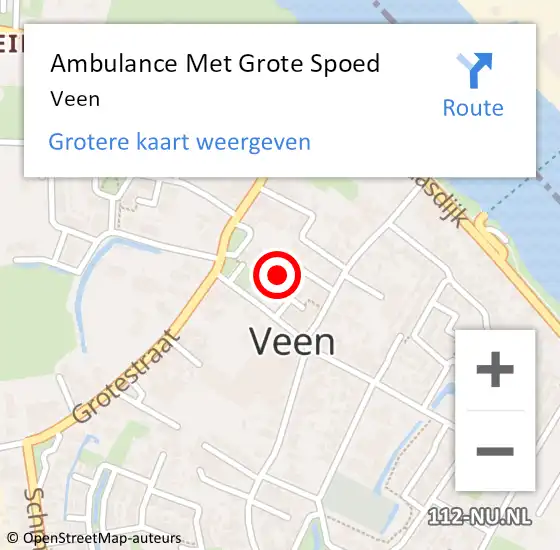 Locatie op kaart van de 112 melding: Ambulance Met Grote Spoed Naar Veen op 1 mei 2024 20:29