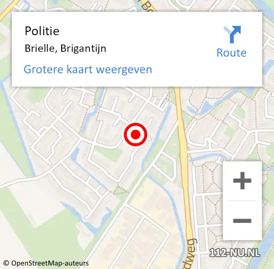 Locatie op kaart van de 112 melding: Politie Brielle, Brigantijn op 1 mei 2024 20:40