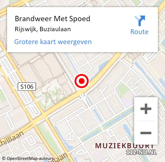Locatie op kaart van de 112 melding: Brandweer Met Spoed Naar Rijswijk, Buziaulaan op 1 mei 2024 20:45