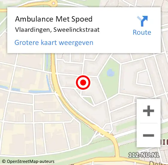 Locatie op kaart van de 112 melding: Ambulance Met Spoed Naar Vlaardingen, Sweelinckstraat op 1 mei 2024 20:49