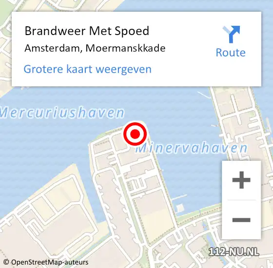 Locatie op kaart van de 112 melding: Brandweer Met Spoed Naar Amsterdam, Moermanskkade op 1 mei 2024 21:00