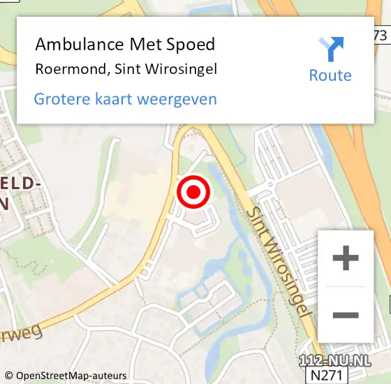 Locatie op kaart van de 112 melding: Ambulance Met Spoed Naar Roermond, Sint Wirosingel op 1 mei 2024 21:01