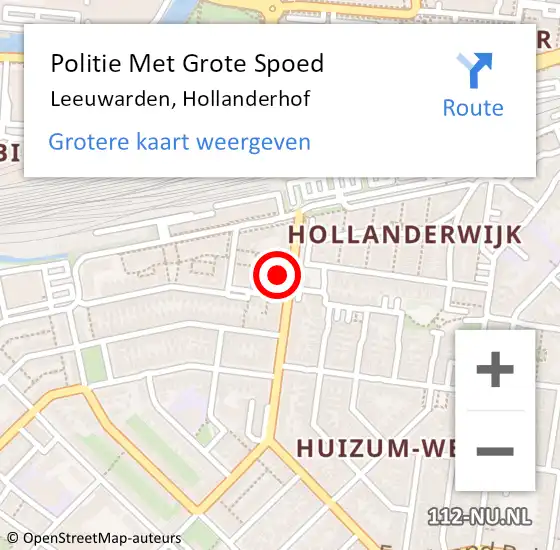 Locatie op kaart van de 112 melding: Politie Met Grote Spoed Naar Leeuwarden, Hollanderhof op 1 mei 2024 21:04