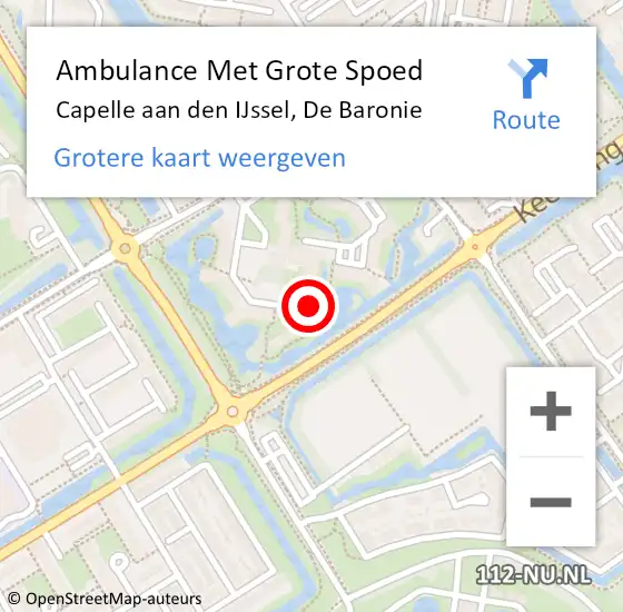 Locatie op kaart van de 112 melding: Ambulance Met Grote Spoed Naar Capelle aan den IJssel, De Baronie op 1 mei 2024 21:09