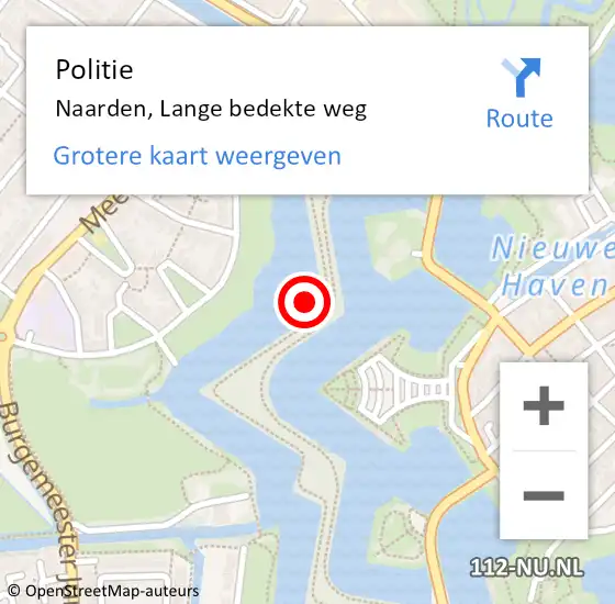 Locatie op kaart van de 112 melding: Politie Naarden, Lange bedekte weg op 1 mei 2024 21:16