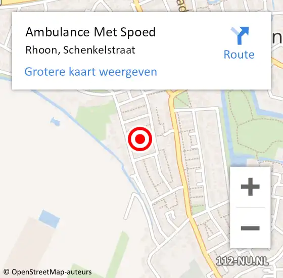 Locatie op kaart van de 112 melding: Ambulance Met Spoed Naar Rhoon, Schenkelstraat op 1 mei 2024 21:18