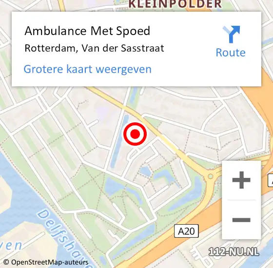 Locatie op kaart van de 112 melding: Ambulance Met Spoed Naar Rotterdam, Van der Sasstraat op 1 mei 2024 21:25