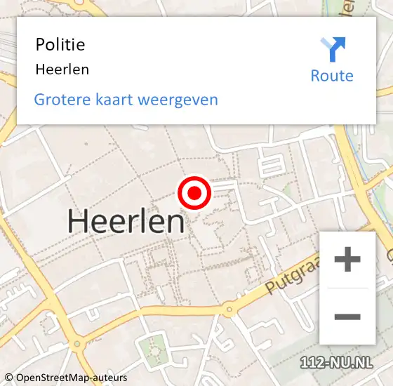 Locatie op kaart van de 112 melding: Politie Heerlen op 1 mei 2024 21:26