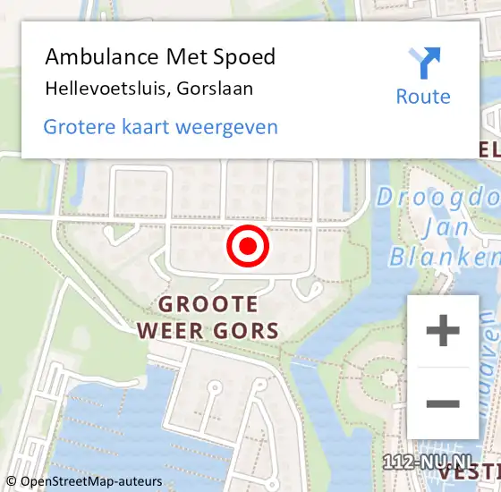 Locatie op kaart van de 112 melding: Ambulance Met Spoed Naar Hellevoetsluis, Gorslaan op 1 mei 2024 21:37