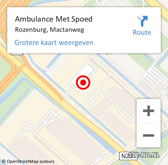 Locatie op kaart van de 112 melding: Ambulance Met Spoed Naar Rozenburg, Mactanweg op 1 mei 2024 21:42