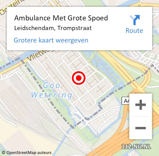 Locatie op kaart van de 112 melding: Ambulance Met Grote Spoed Naar Leidschendam, Trompstraat op 1 mei 2024 21:56