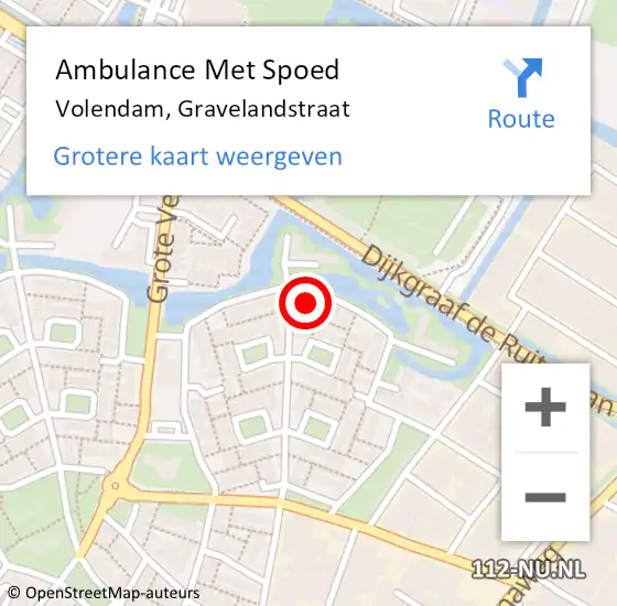 Locatie op kaart van de 112 melding: Ambulance Met Spoed Naar Volendam, Gravelandstraat op 1 mei 2024 22:01