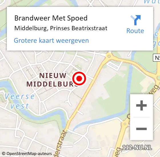 Locatie op kaart van de 112 melding: Brandweer Met Spoed Naar Middelburg, Prinses Beatrixstraat op 1 mei 2024 22:02