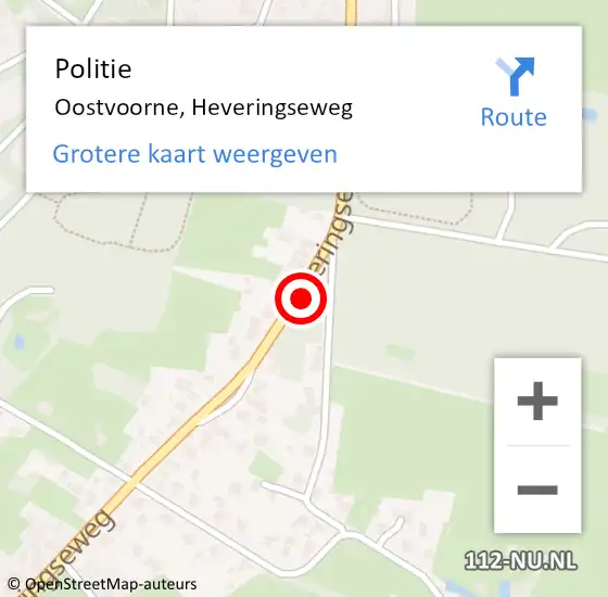 Locatie op kaart van de 112 melding: Politie Oostvoorne, Heveringseweg op 1 mei 2024 22:08