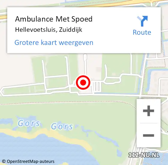 Locatie op kaart van de 112 melding: Ambulance Met Spoed Naar Hellevoetsluis, Zuiddijk op 1 mei 2024 22:18
