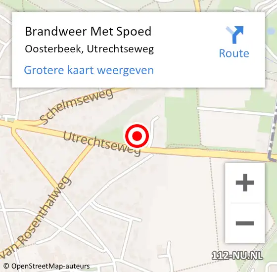 Locatie op kaart van de 112 melding: Brandweer Met Spoed Naar Oosterbeek, Utrechtseweg op 1 mei 2024 22:19