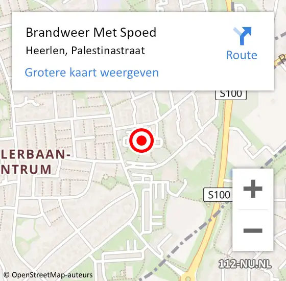 Locatie op kaart van de 112 melding: Brandweer Met Spoed Naar Heerlen, Palestinastraat op 1 mei 2024 22:30