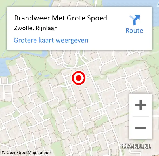 Locatie op kaart van de 112 melding: Brandweer Met Grote Spoed Naar Zwolle, Rijnlaan op 1 mei 2024 22:43