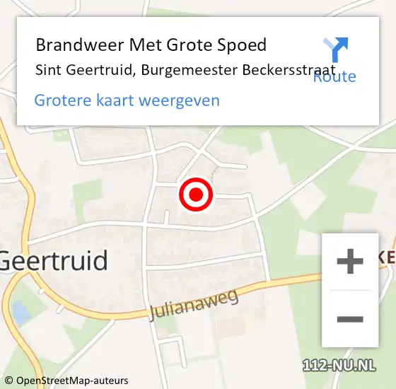 Locatie op kaart van de 112 melding: Brandweer Met Grote Spoed Naar Sint Geertruid, Burgemeester Beckersstraat op 1 mei 2024 22:50