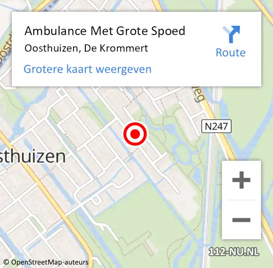 Locatie op kaart van de 112 melding: Ambulance Met Grote Spoed Naar Oosthuizen, De Krommert op 1 mei 2024 22:54