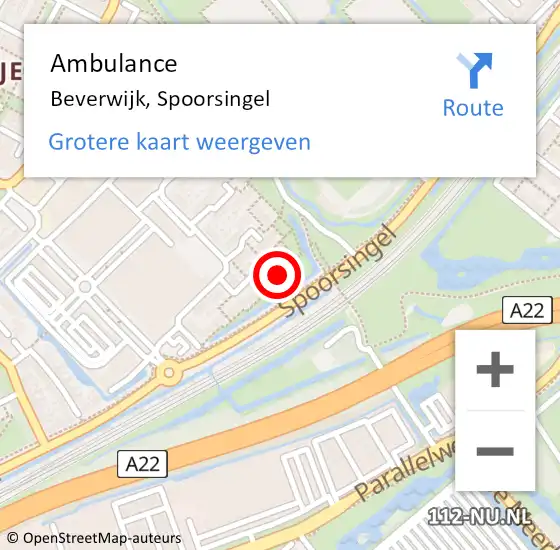 Locatie op kaart van de 112 melding: Ambulance Beverwijk, Spoorsingel op 1 mei 2024 23:39