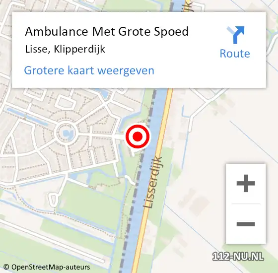 Locatie op kaart van de 112 melding: Ambulance Met Grote Spoed Naar Lisse, Klipperdijk op 1 mei 2024 23:40