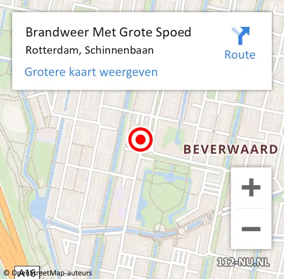 Locatie op kaart van de 112 melding: Brandweer Met Grote Spoed Naar Rotterdam, Schinnenbaan op 1 mei 2024 23:42